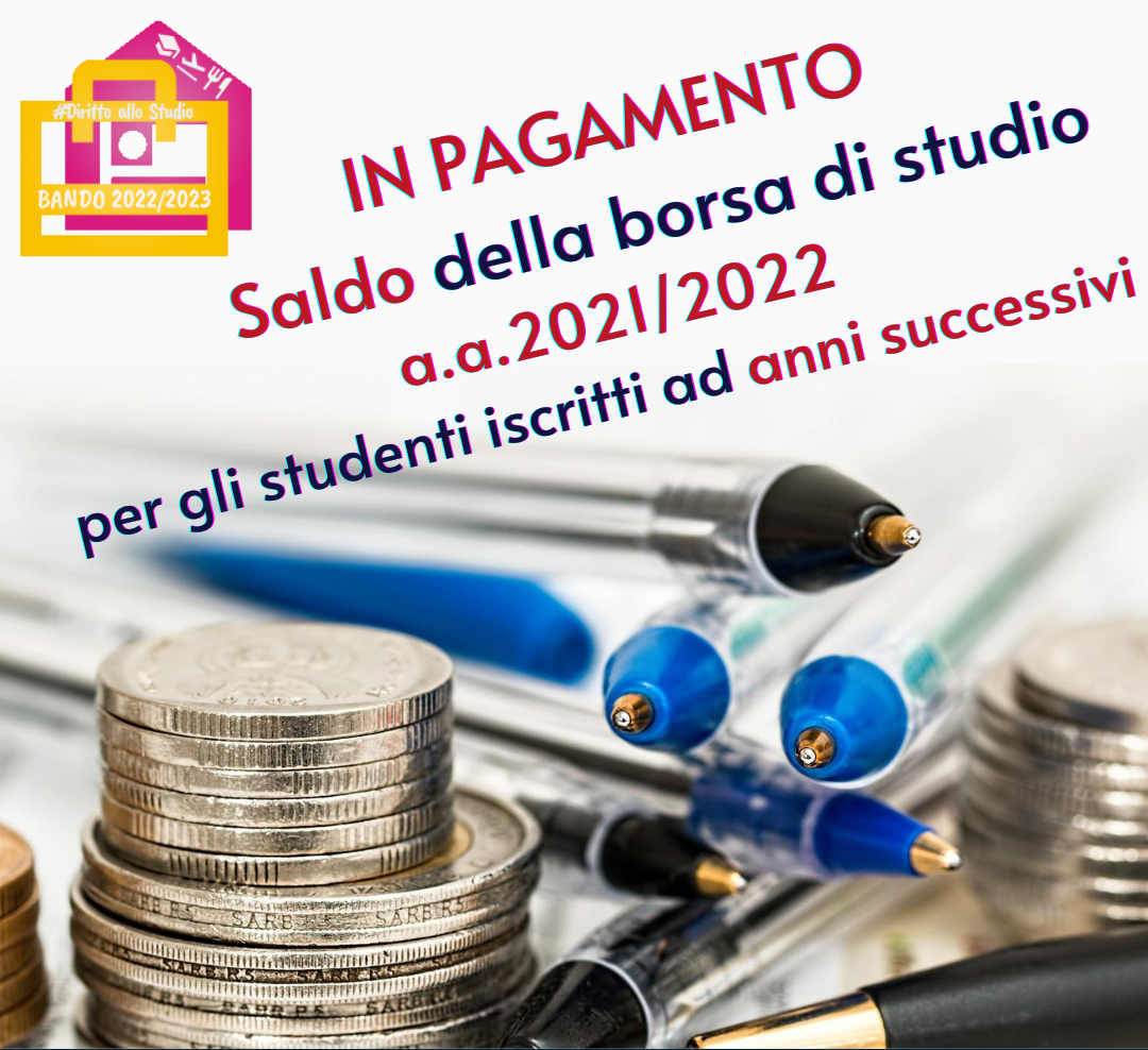 in pagamento saldo borsa di studio a.a 21/22 studenti anni successivi