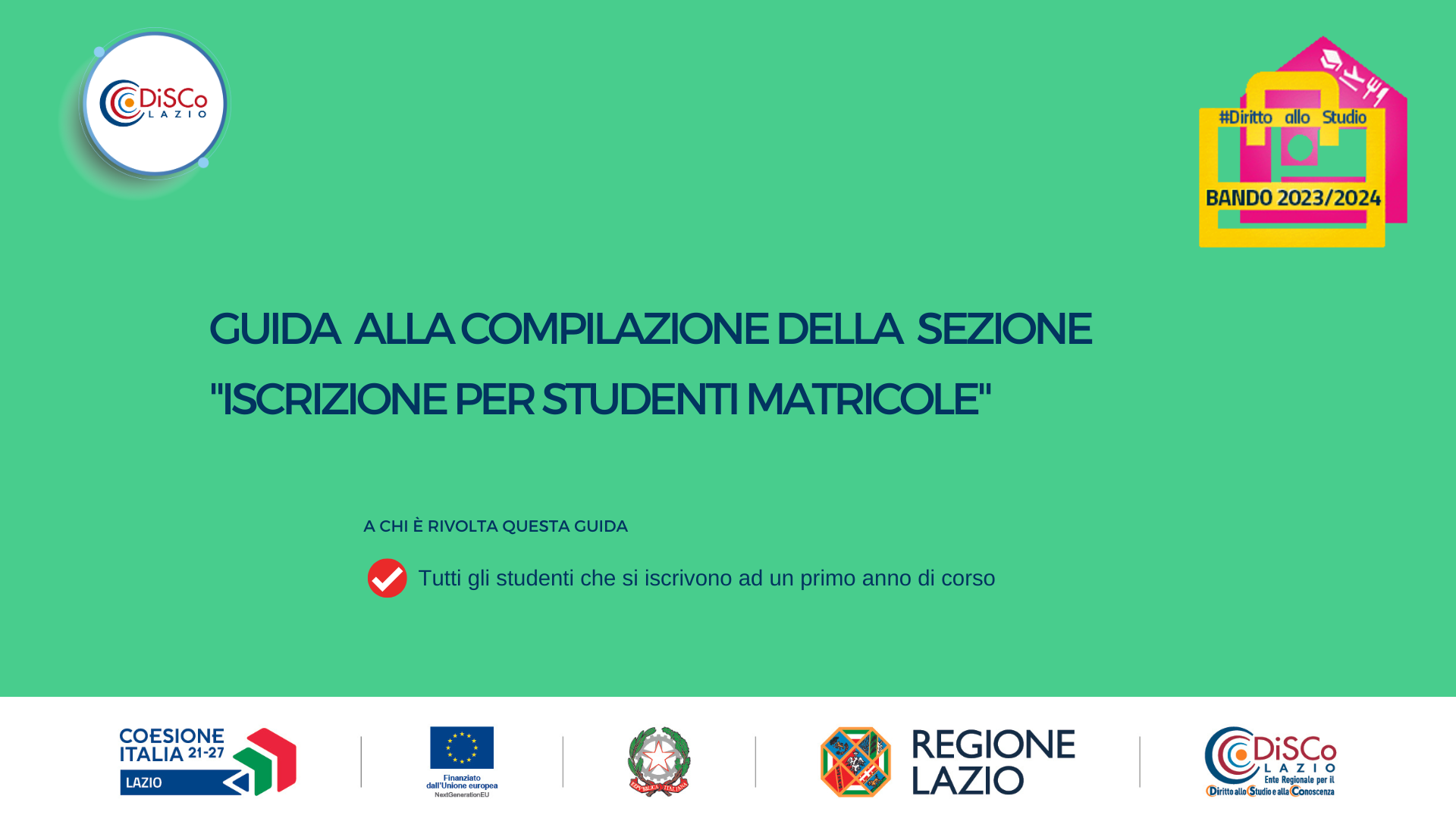 copertina guida compilazione sezione iscrizione per le matricole