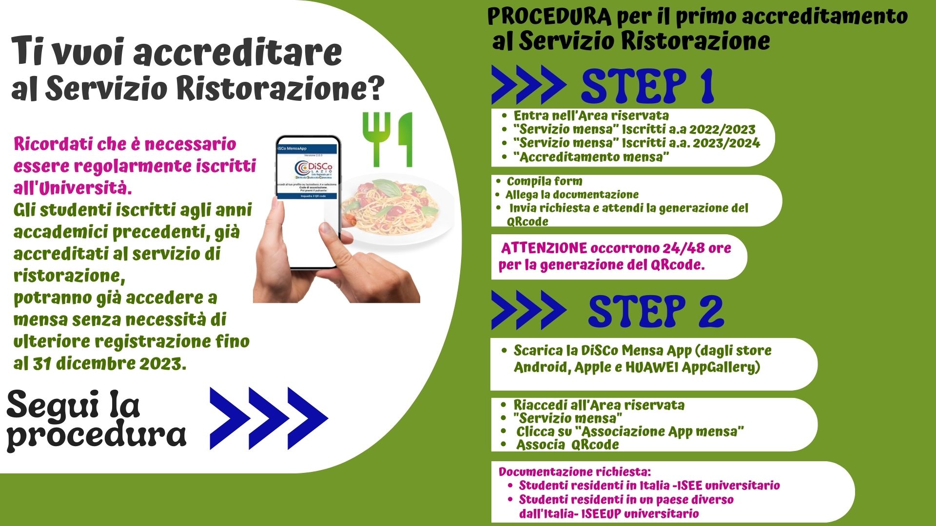 Servizio Ristorazione DiSCo-Procedura per il primo accreditamento