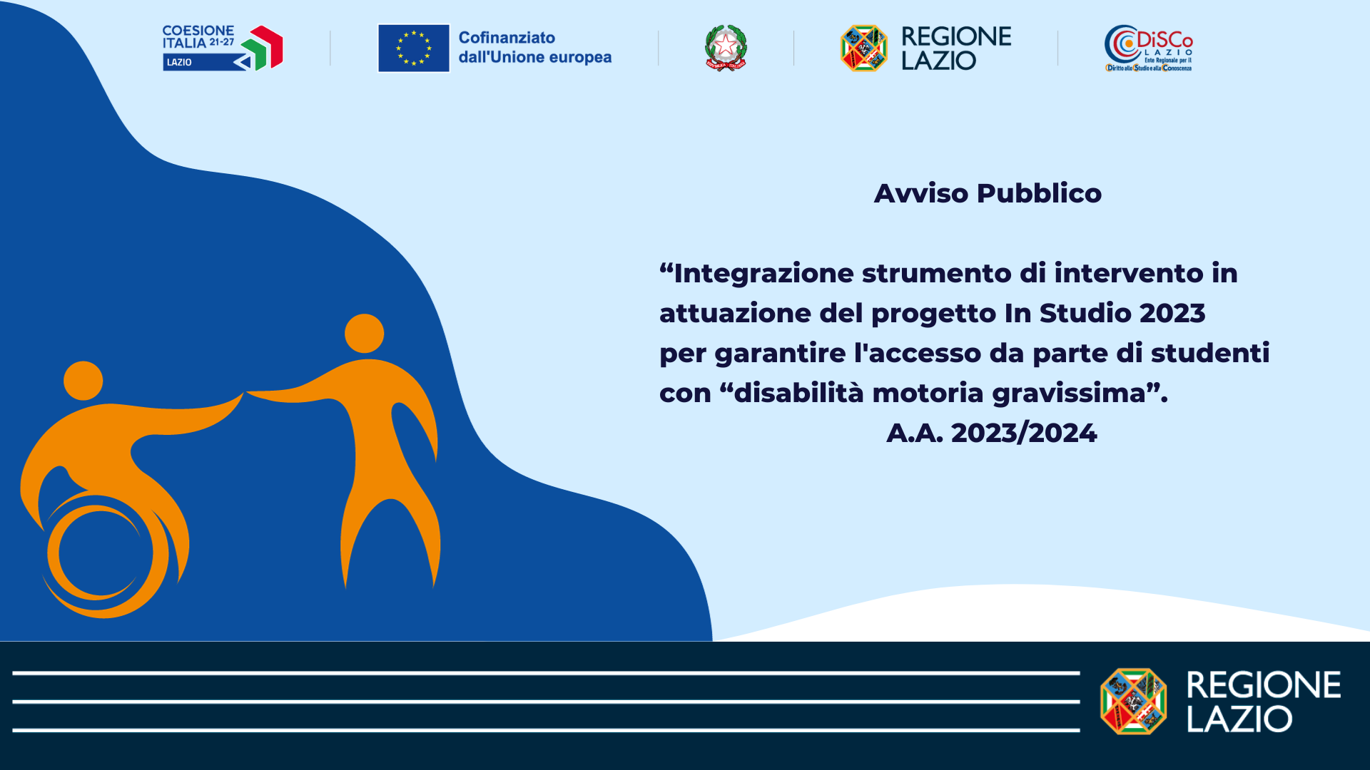copertina bando interventi per l'erogazione di "assegno di cura" a sostegno delle spese per personale qualificato che assista lo studente