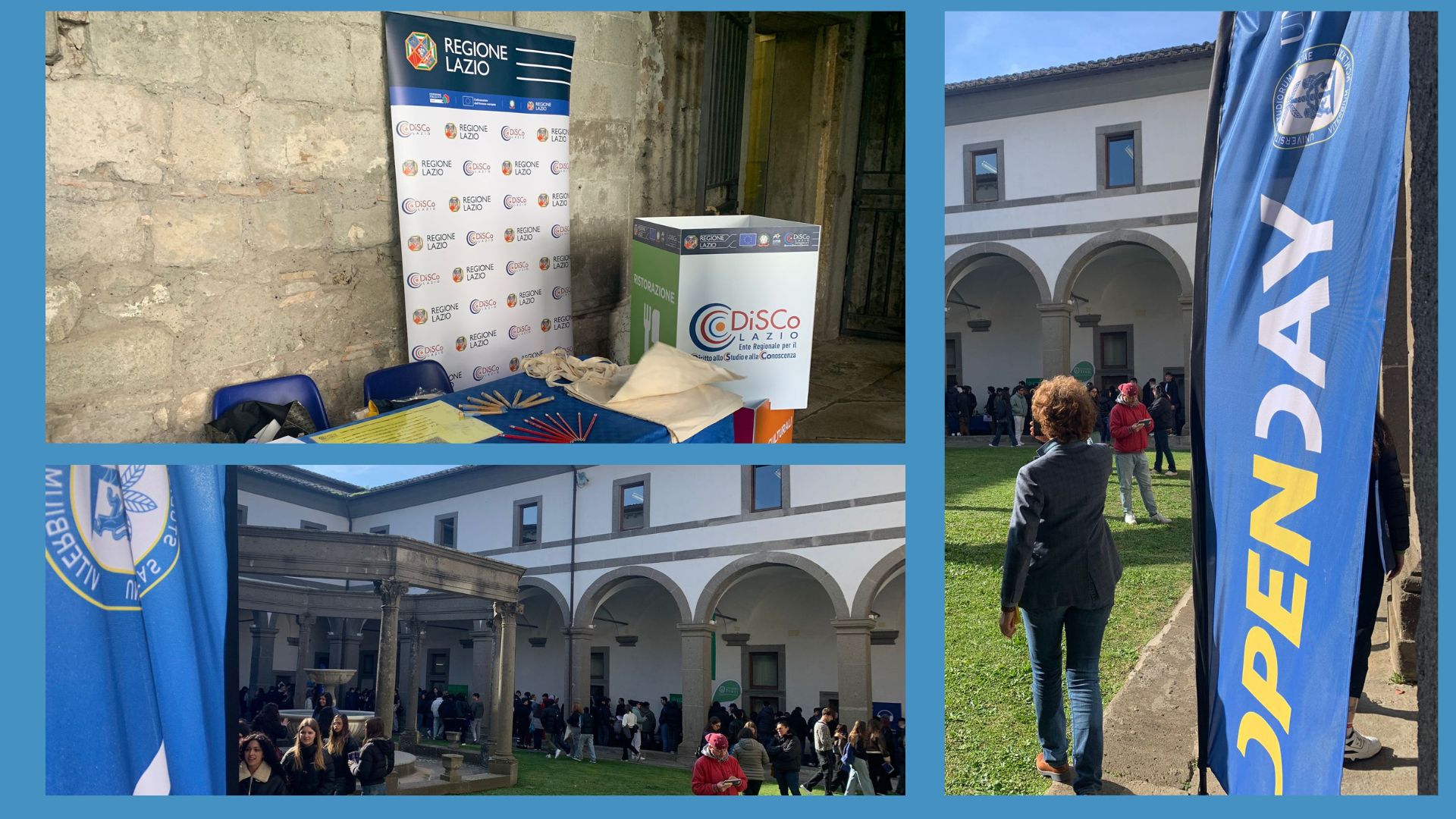 DiSCo e Porta Futuro Lazio oggi all'Open Day dell'Università della Tuscia di Viterbo, evento di orientamento per gli studenti delle scuole superiori, per dare informazioni sui bandi, le opportunità e i servizi offerti dall'Ente.