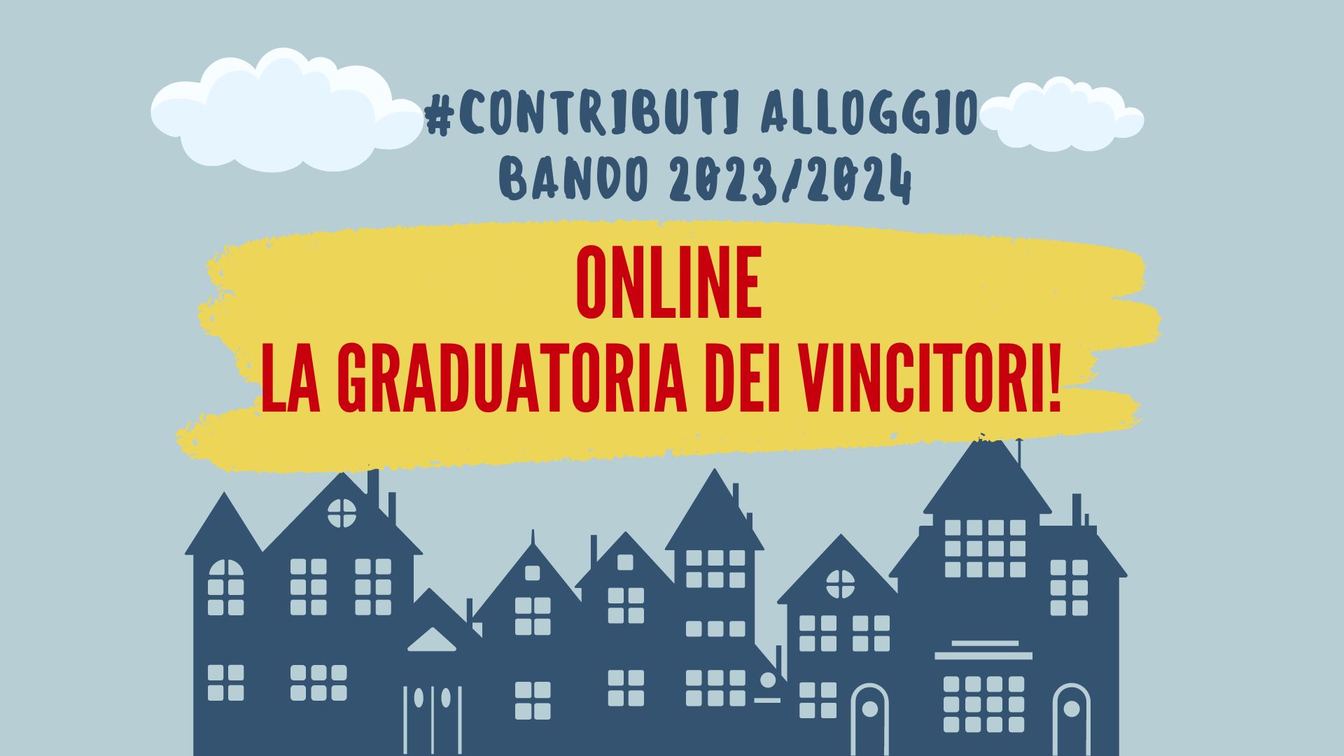 Bando Contributi Alloggio 2023/2024-  Online la graduatoria dei vincitori