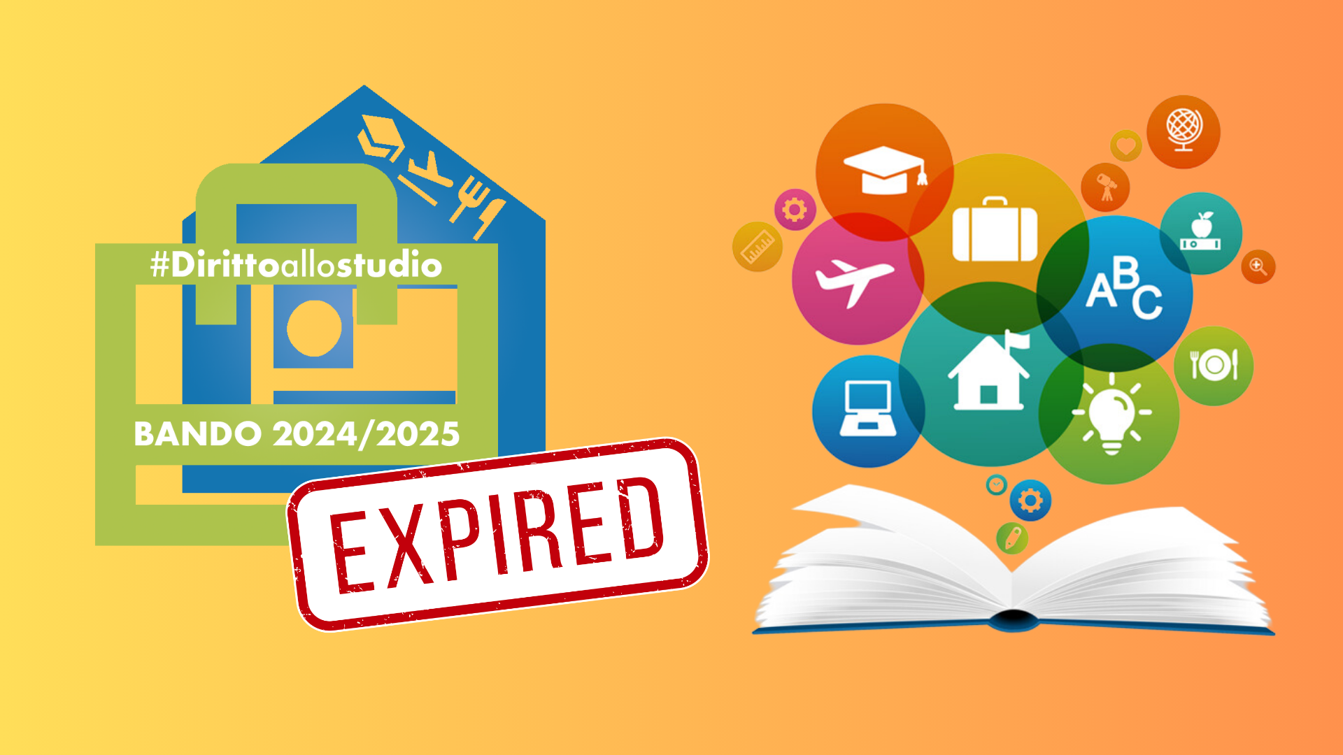 illustrazione - logo bando diritto allo studio 2024/2025 con scritta expired